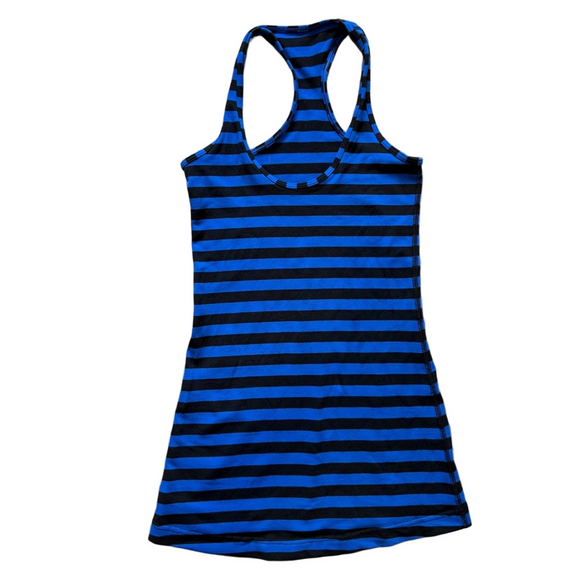 lululemon athletica Tops - Lululemon Athletica Cool Racerback Blue and Black Striped Tank Top